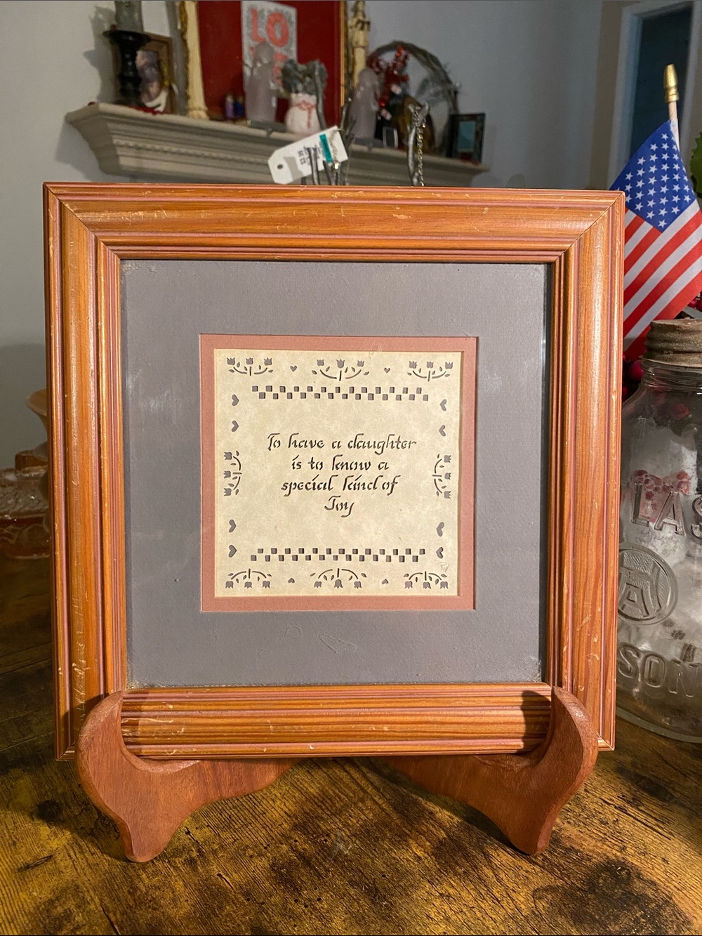 Rustic Wood Frame with Gray Mat and Quote - Brown/Gray